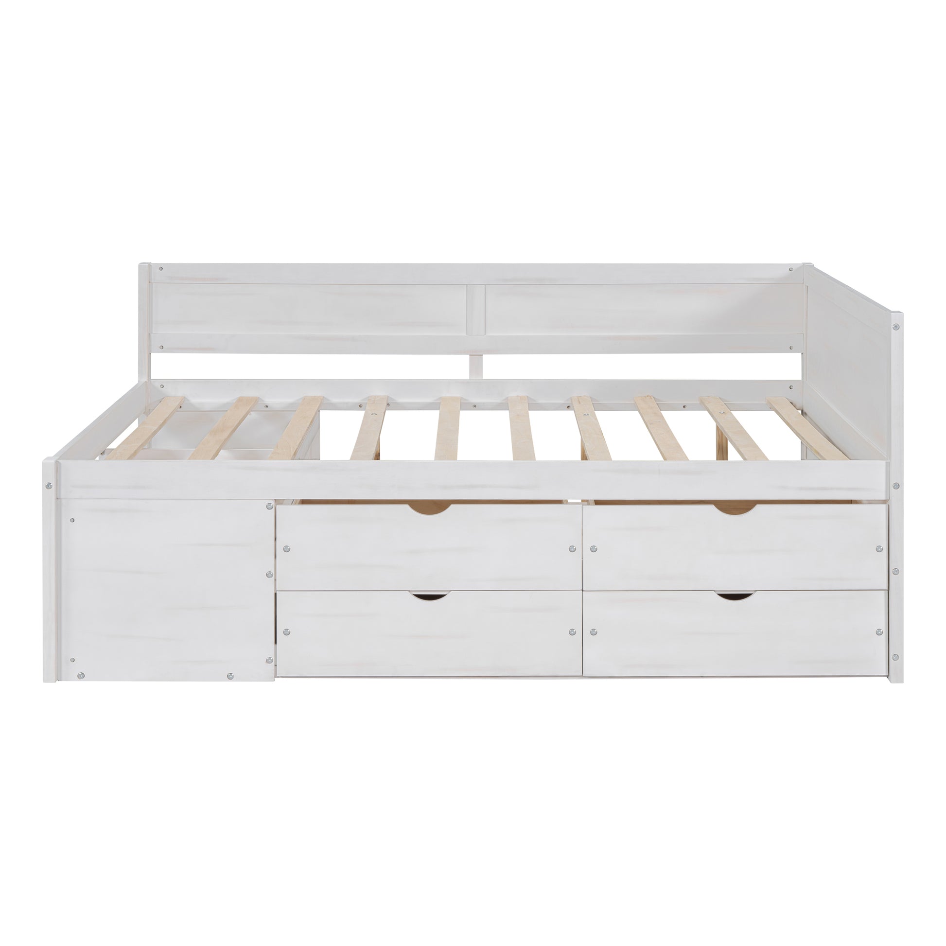 Full Size White Solid Wood Daybed with Drawers for Bedroom