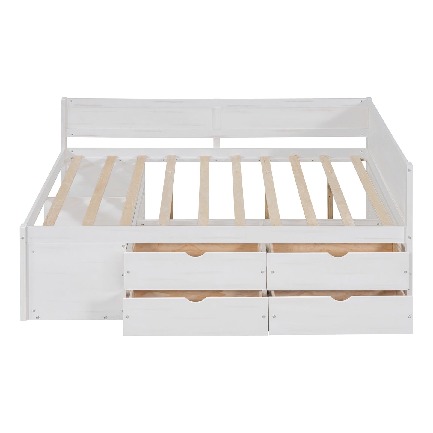 Full Size White Solid Wood Daybed with Drawers for Bedroom