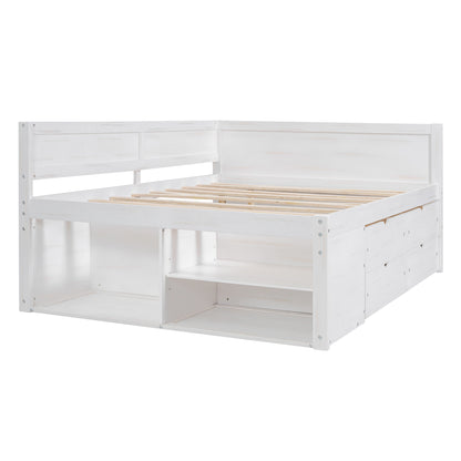 Full Size White Solid Wood Daybed with Drawers for Bedroom