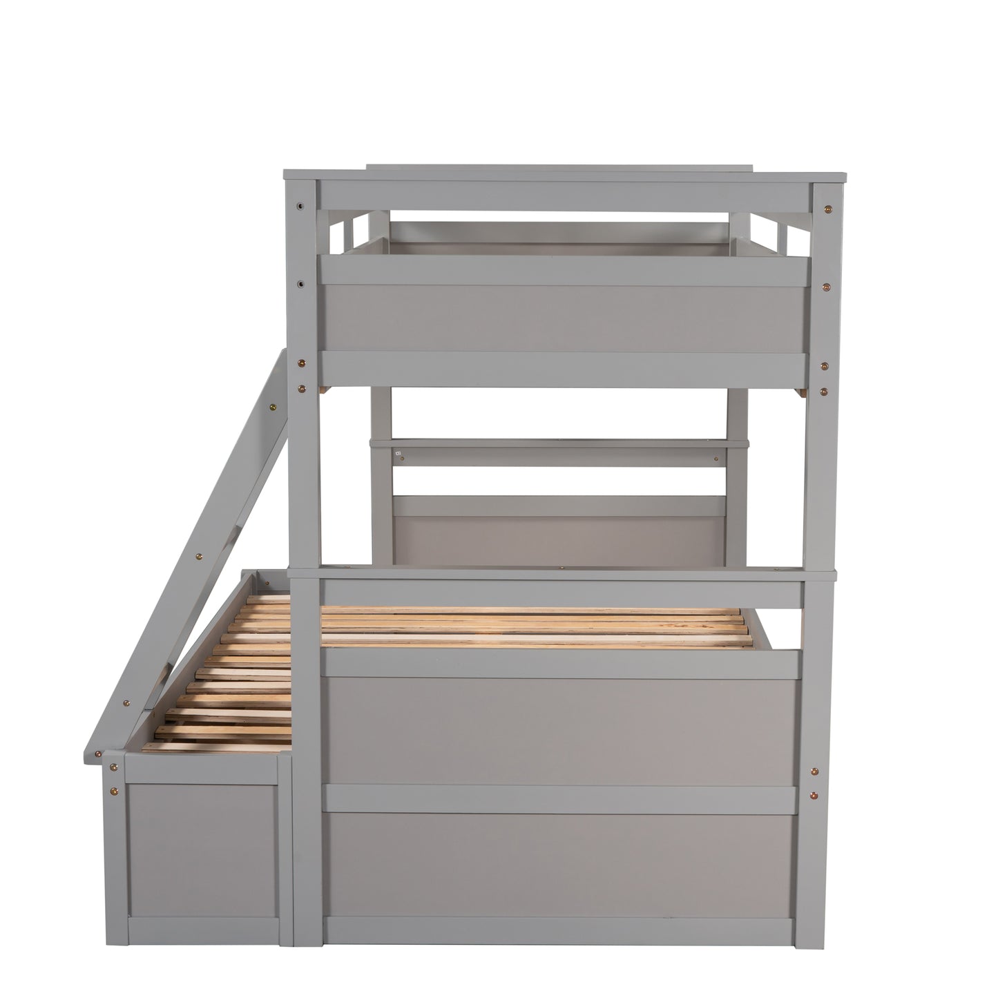 Twin Over Full Bunk Bed with Storage - Gray for Bedroom