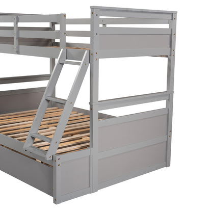 Twin Over Full Bunk Bed with Storage - Gray for Bedroom