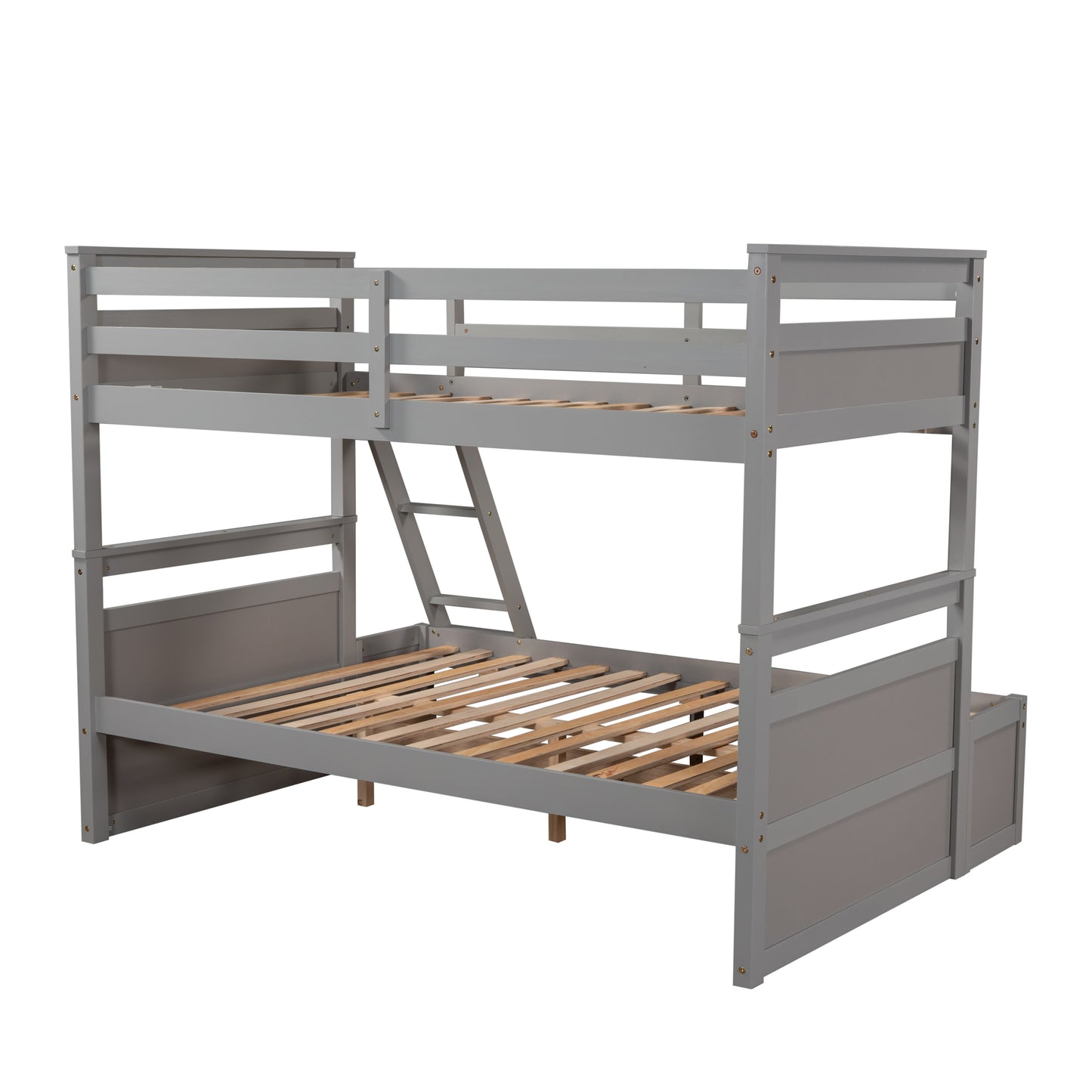 Twin Over Full Bunk Bed with Storage - Gray for Bedroom