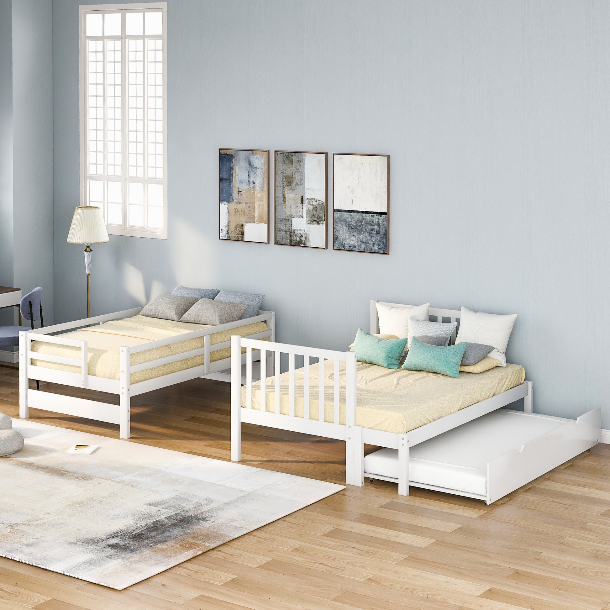 White Twin Over Full Bunk Bed with Trundle - Maximize Bedroom Space