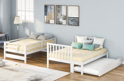 White Twin Over Full Bunk Bed with Trundle - Maximize Bedroom Space