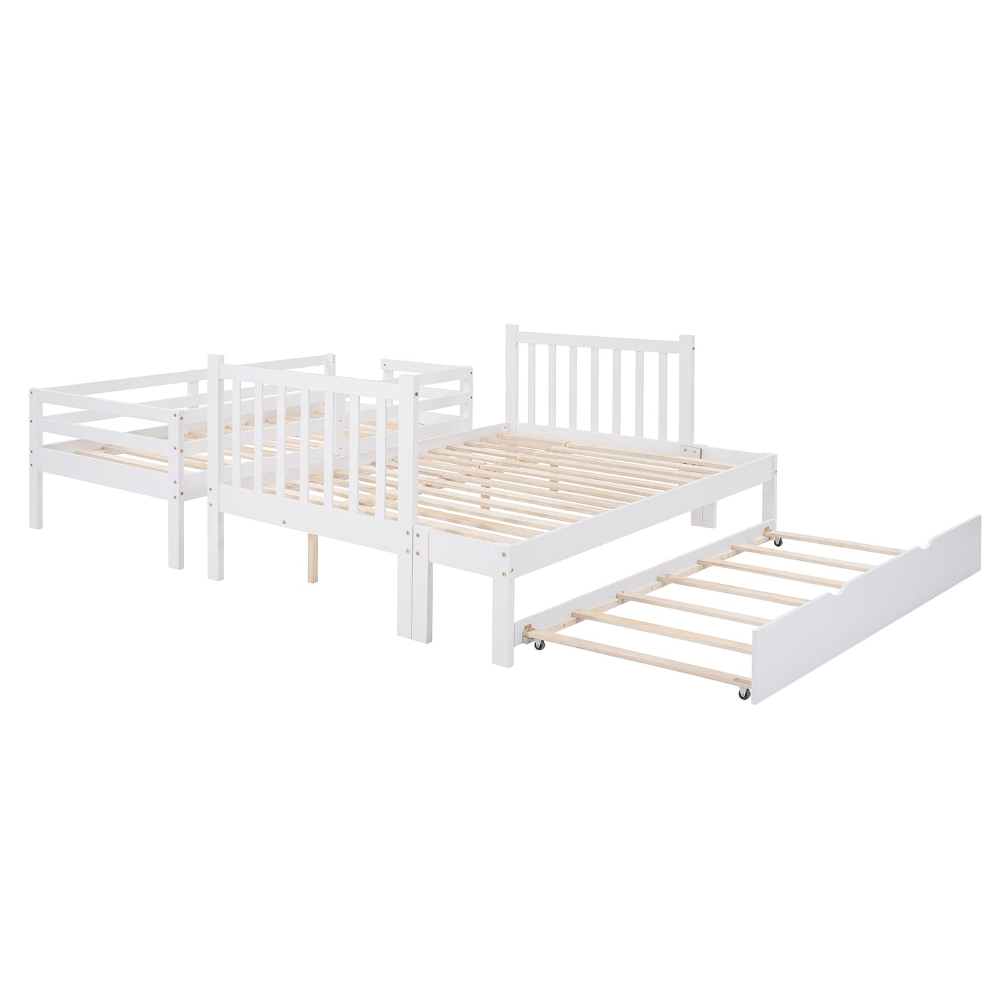 White Twin Over Full Bunk Bed with Trundle - Maximize Bedroom Space
