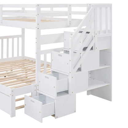 White Twin Over Full Bunk Bed with Trundle - Maximize Bedroom Space