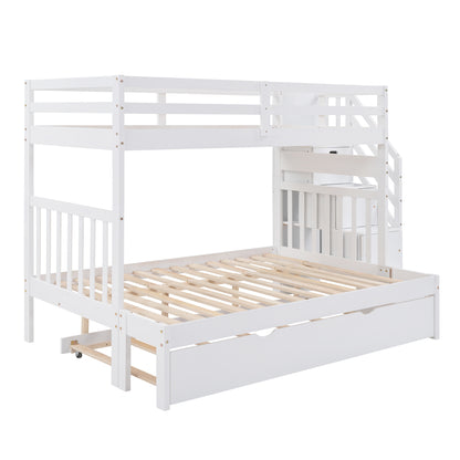 White Twin Over Full Bunk Bed with Trundle - Maximize Bedroom Space