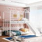 Twin Over Twin Metal Bunk Bed ,Metal Housebed With Slide,Three Colors Available.(White with White  Slide)(OLD SKU :MF291674AAK)