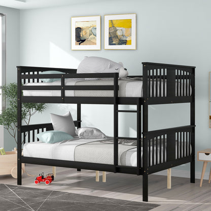 Full over Full Bunk Bed with Ladder for Bedroom, Guest Room Furniture-Espresso(OLD SKU :LT000203AAP-1)