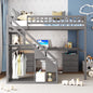 Full Size Loft Bed with Two Chest of Drawers, Desk and Light Strip, Gray(OLD SKU:LT000258AAE)