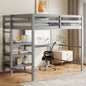Twin Size Wooden Loft Bed with Shelves, Desk and Writing Board - Gray(OLD SKU: LT000320AAE)