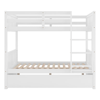 Full Over Full Bunk Bed - White Solid Wood Frame for Bedroom