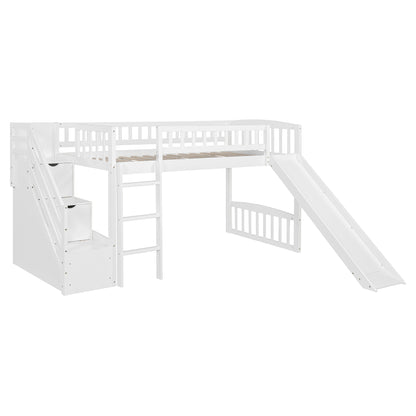 Solid Wood Loft Bed with Storage Drawers for Bedroom Space