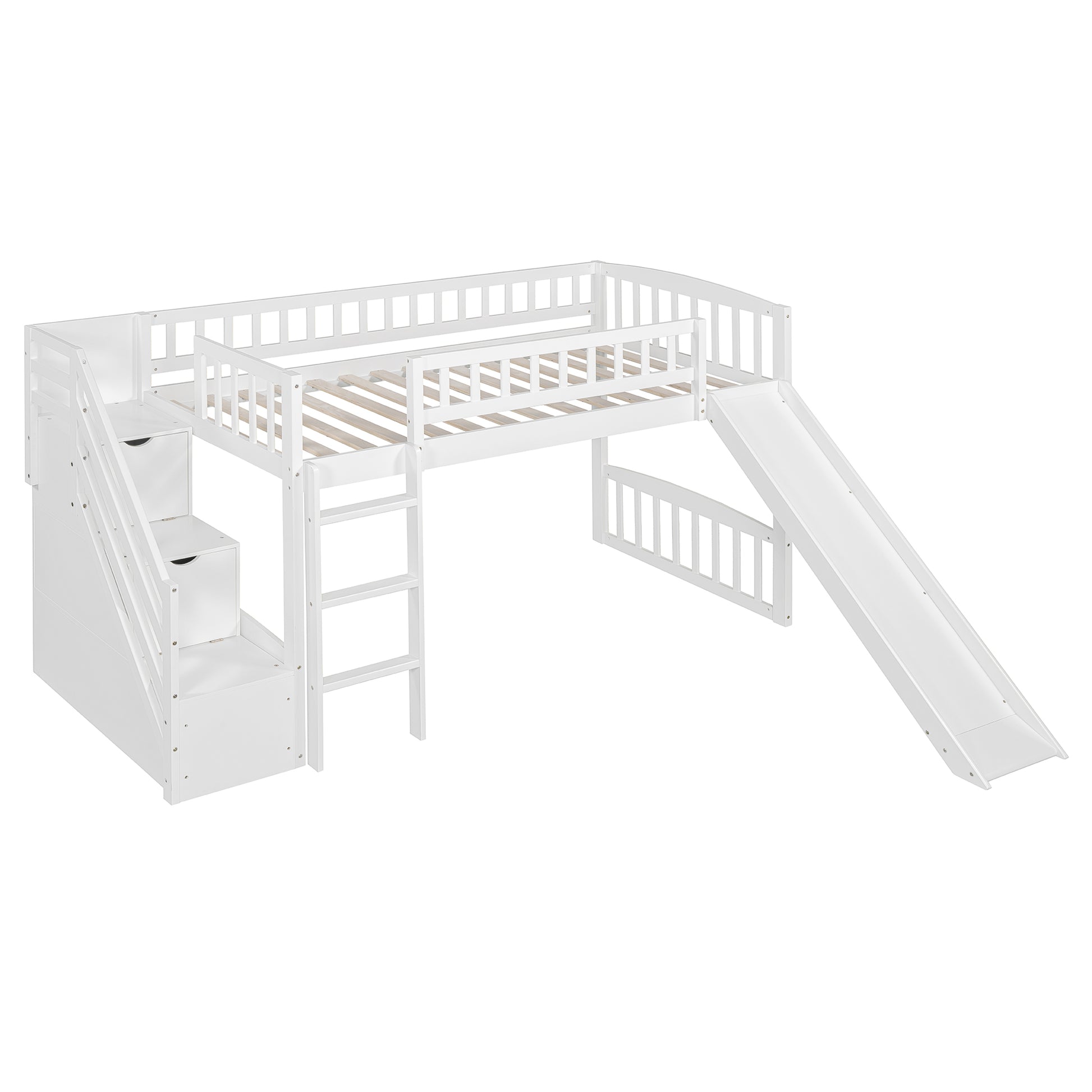 Solid Wood Loft Bed with Storage Drawers for Bedroom Space