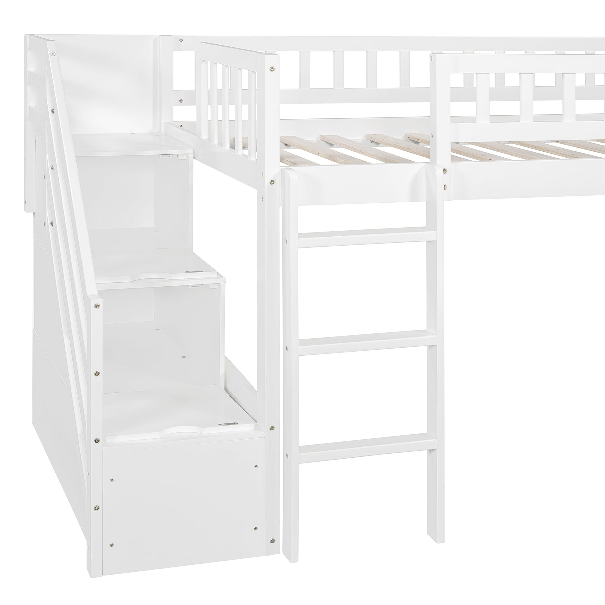 Solid Wood Loft Bed with Storage Drawers for Bedroom Space