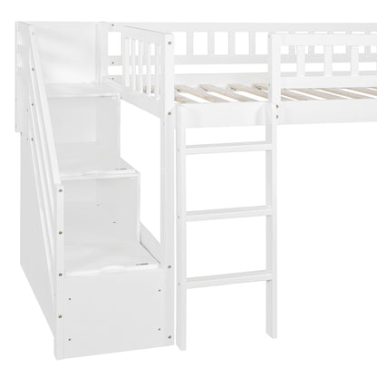 Solid Wood Loft Bed with Storage Drawers for Bedroom Space