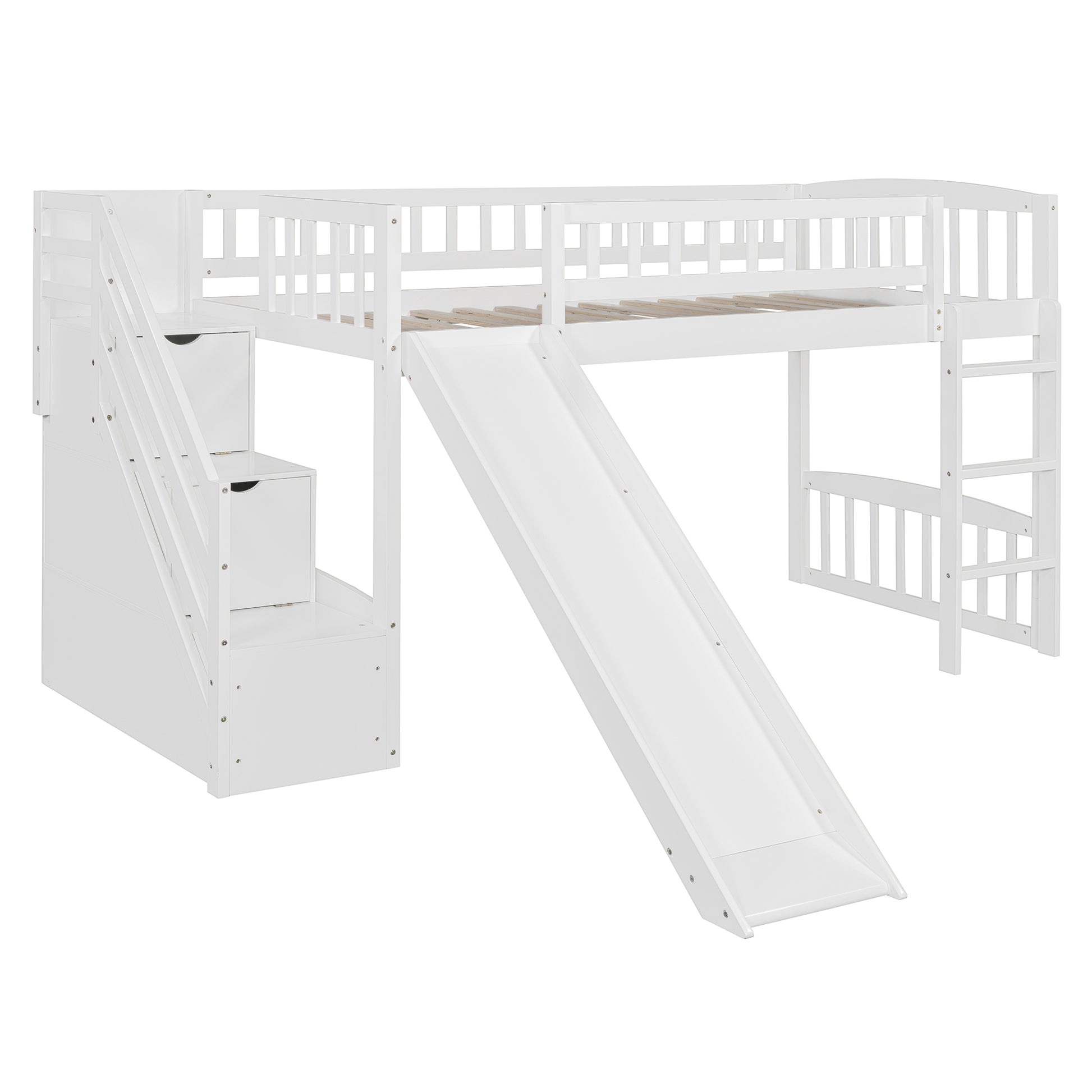 Solid Wood Loft Bed with Storage Drawers for Bedroom Space