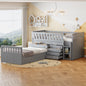 L-shaped  Space-Saving Twin Loft and  Twin  Platform Bed with 7 Drawers and Full Guardrails(GRAY)