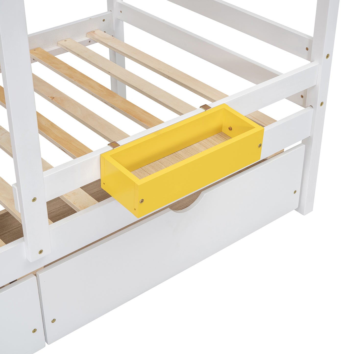Twin Over Twin Bunk Bed - White Solid Wood Frame