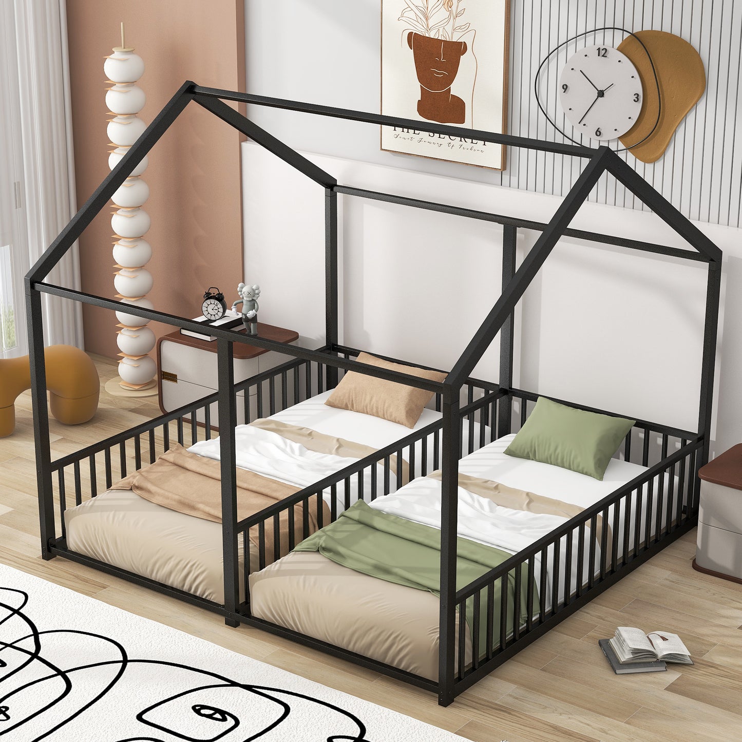 Twin Size Metal Platform Bed - Black House Design