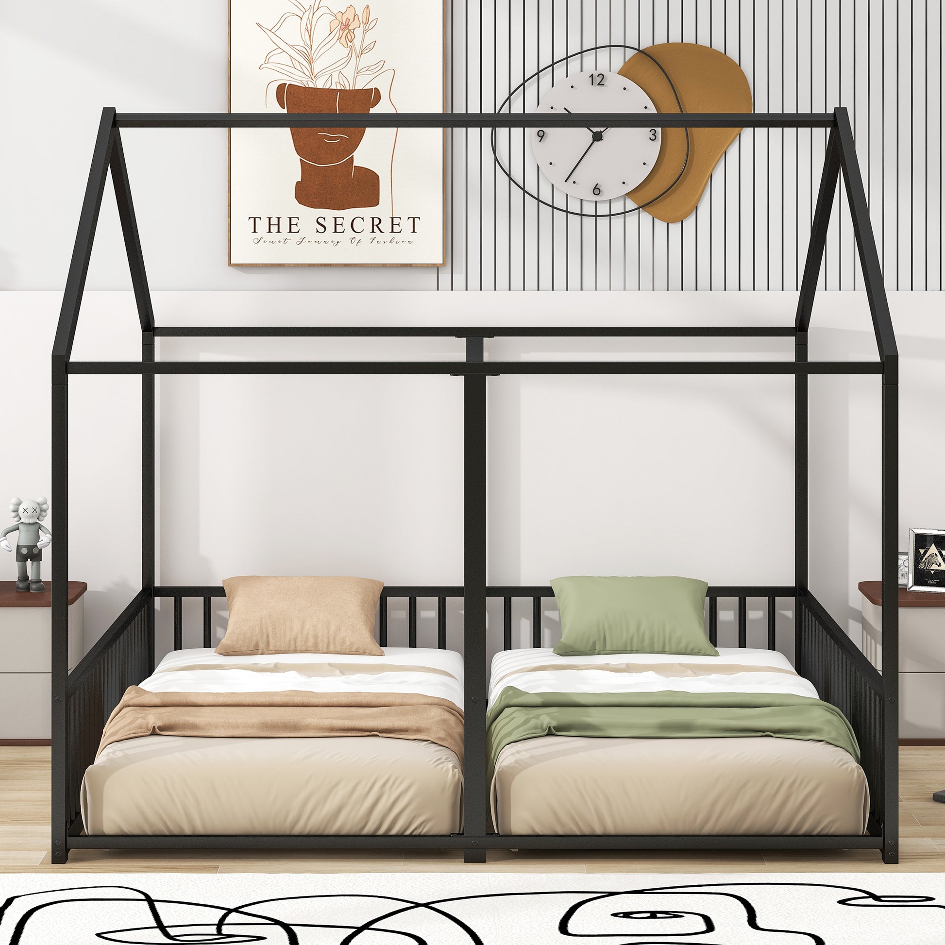 Twin Size Metal Platform Bed - Black House Design