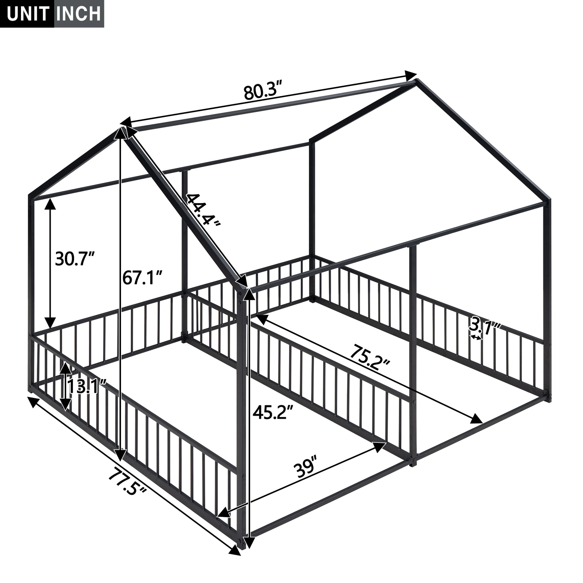 Twin Size Metal Platform Bed - Black House Design
