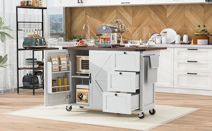 Farmhouse Kitchen Island with Storage and Power Outlets
