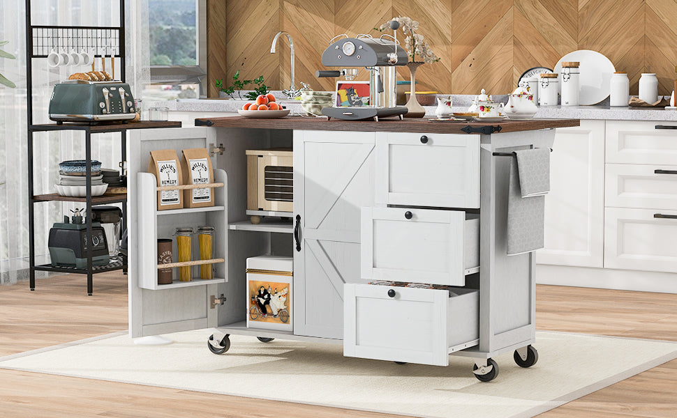Farmhouse Kitchen Island with Storage and Power Outlets