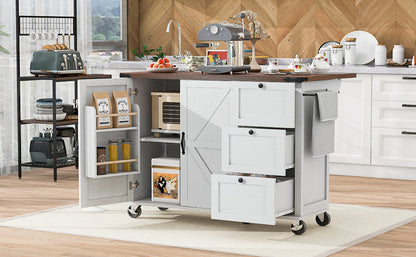 Farmhouse Kitchen Island with Storage and Power Outlets