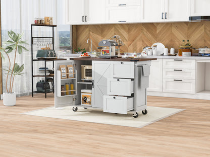 Farmhouse Kitchen Island with Storage and Power Outlets