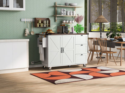 Farmhouse Kitchen Island with Storage and Power Outlets