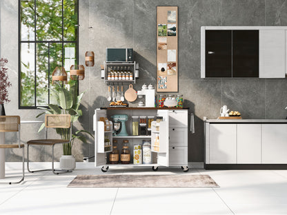 Farmhouse Kitchen Island with Storage and Power Outlets
