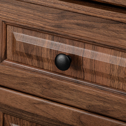Brown Walnut Tall Pantry Cabinet with 6 Door Storage and Pull-Out Organizers