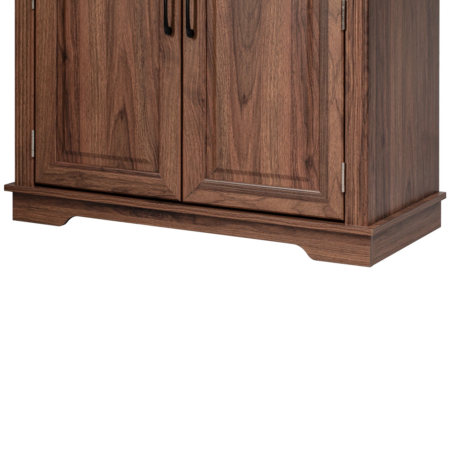 Brown Walnut Tall Pantry Cabinet with 6 Door Storage and Pull-Out Organizers