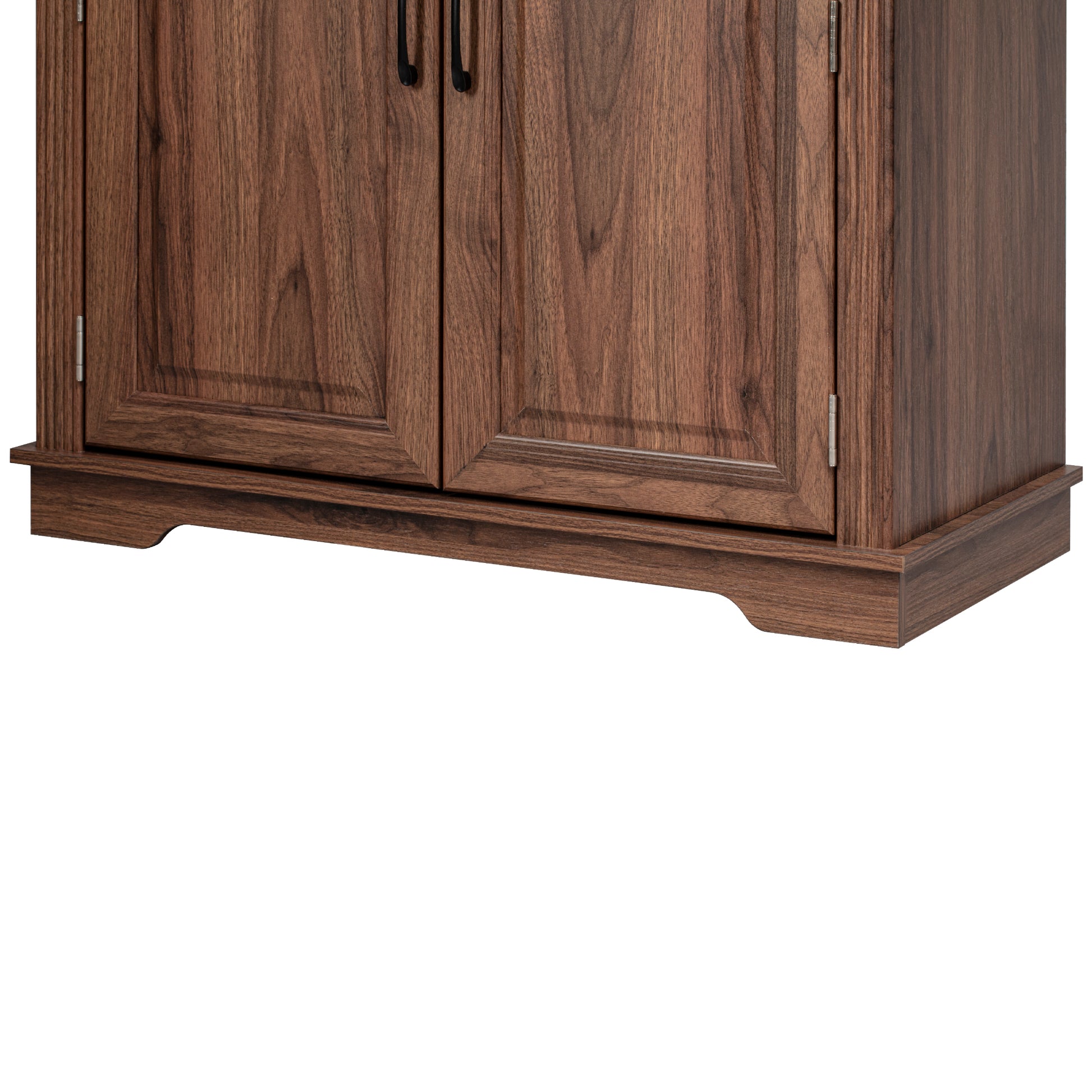 Brown Walnut Tall Pantry Cabinet with 6 Door Storage and Pull-Out Organizers