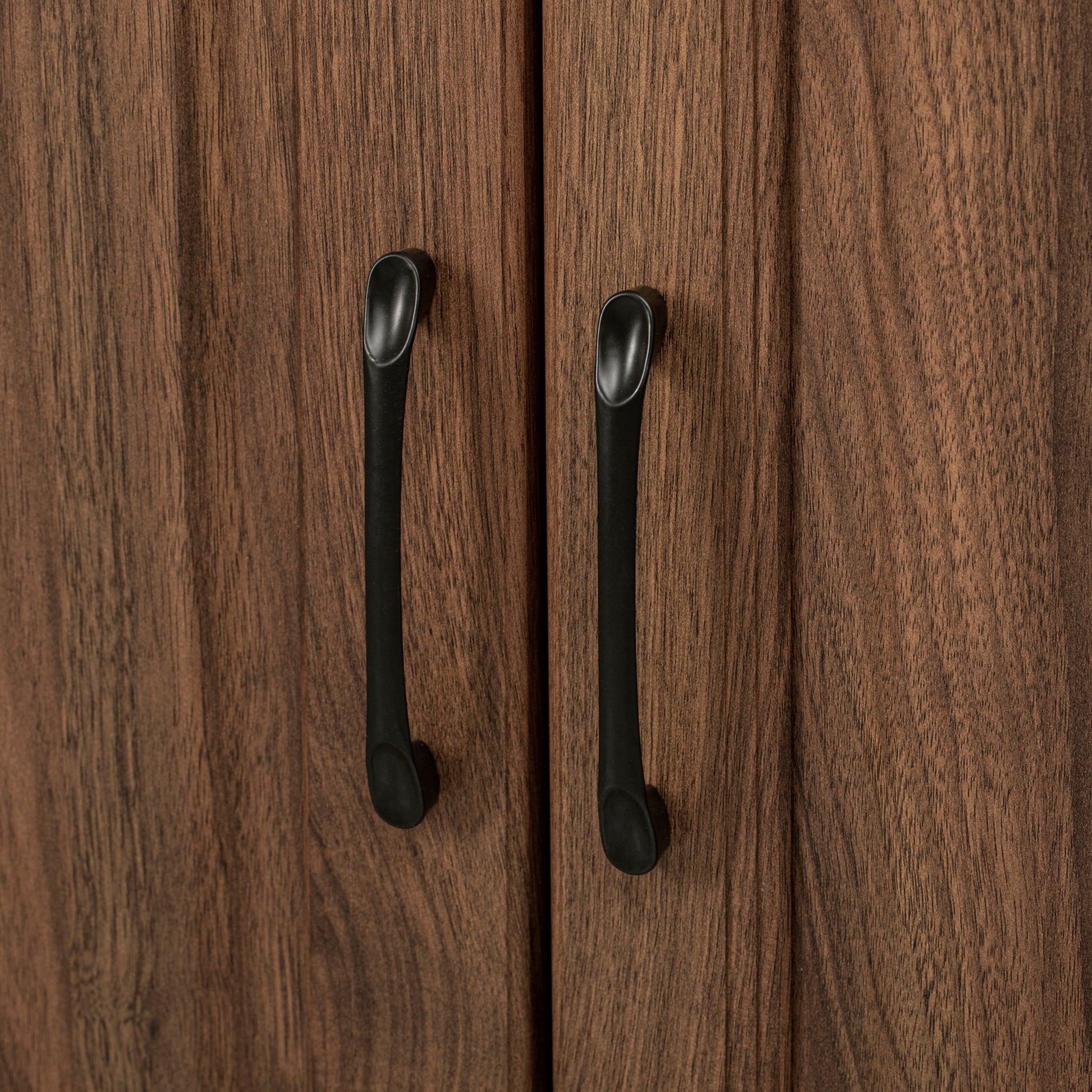 Brown Walnut Tall Pantry Cabinet with 6 Door Storage and Pull-Out Organizers