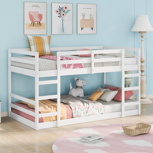 Twin Over Twin Bunk Bed with Ladder, White(OLD SKU:WF286326AAK)