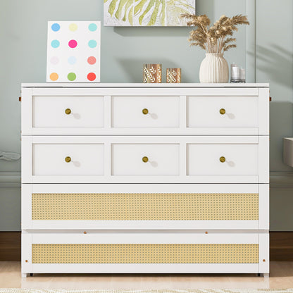 Full Size Murphy Bed with Large Drawers,White