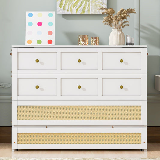 Full Size Murphy Bed with Large Drawers,White