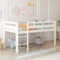 Twin Wood Loft Bed Low Loft Beds with Ladder,Twin,White(OLD SKU :WF286816AAK)