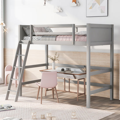 Solid Wood Twin Size Loft Bed with Ladder(Gray)(OLD SKU: WF292330AAE)
