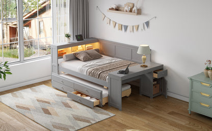 Gray Solid Wood Daybed with Storage - Full Size