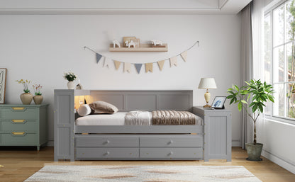 Gray Solid Wood Daybed with Storage - Full Size