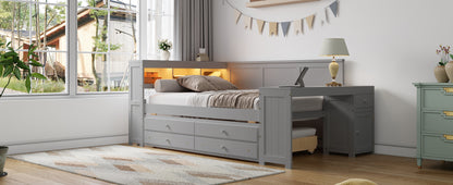 Gray Solid Wood Daybed with Storage - Full Size