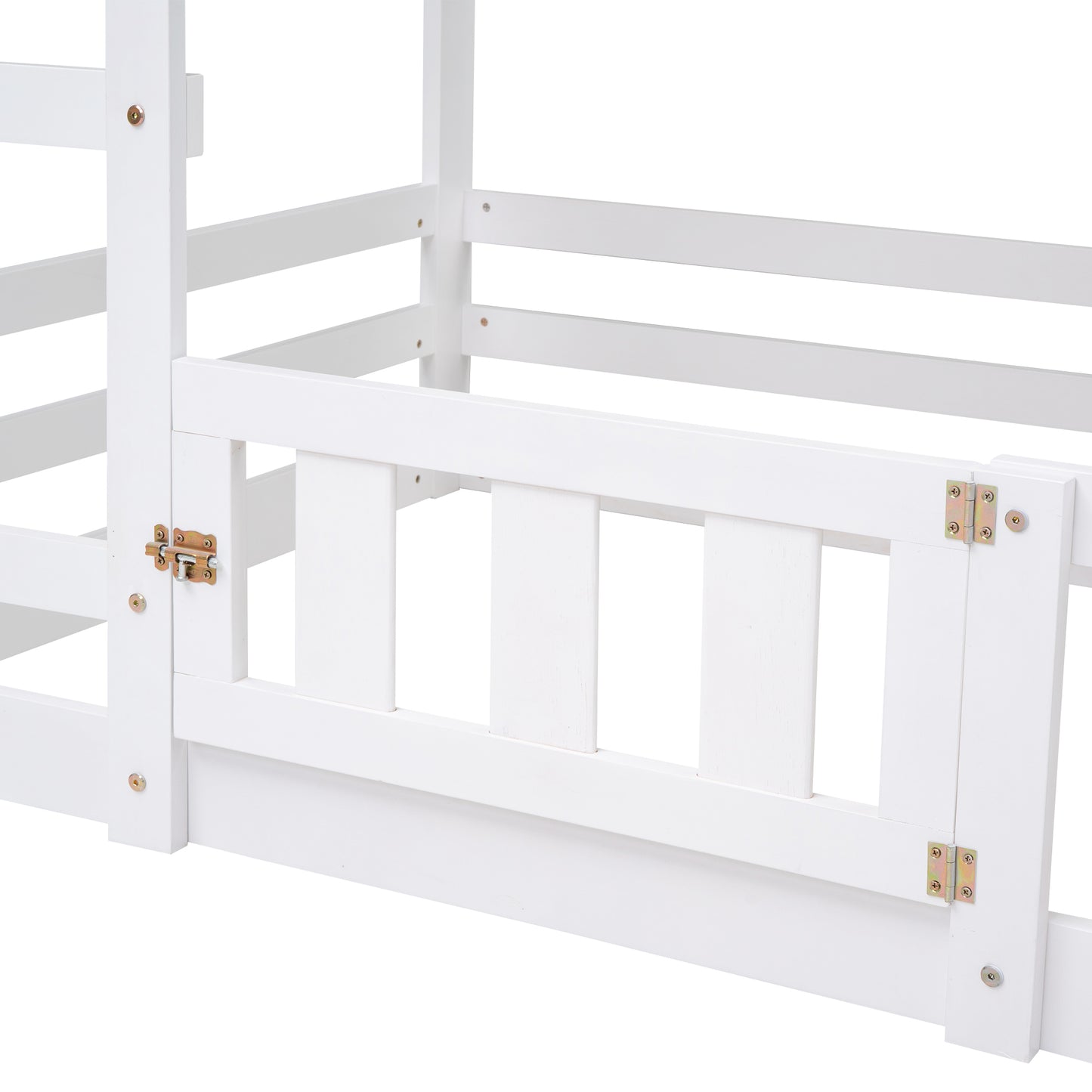 Twin Over Twin House Bunk Bed - White Storage & Safety