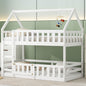 Twin over Twin House Bunk Bed with Fence and Door, White(Old SKU:WF313047AAK)