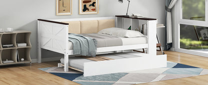 Twin Size Wood Daybed with Storage Shelves White