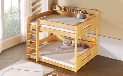 Queen Over Queen Bunk Bed - Storage & USB Ports, Wood for Bedroom