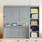 Full Size Murphy Bed with Desk and Bookshelf, Gray