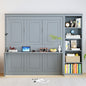 Queen Size Murphy Bed with Desk and Bookshelf, Gray